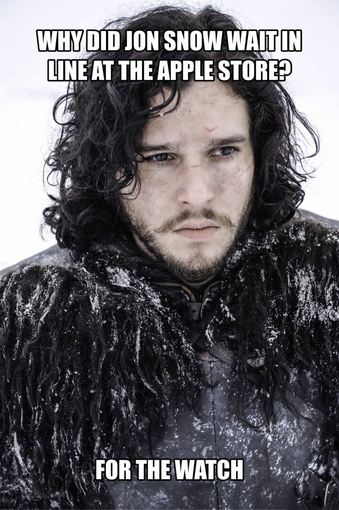 why did jon snow wait in line at the apple store, for the watch, game of thrones, meme