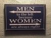 men to the left because women are always right, sign