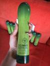 an interestingly shaped cucumber soothing gel bottle