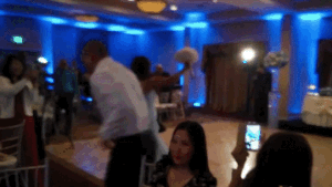 man at wedding backflips into the bride, wrestling move, lol, wedding fail