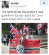 the confederate flag protests have gone from it's not racist to fuck it we're actual nazis in like a week