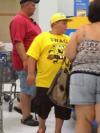 giant yellow spongebob swag t-shirt on fat kid