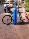 locking your bicycle to a short post is probably not the smartest thing to do, bicycle lock fail