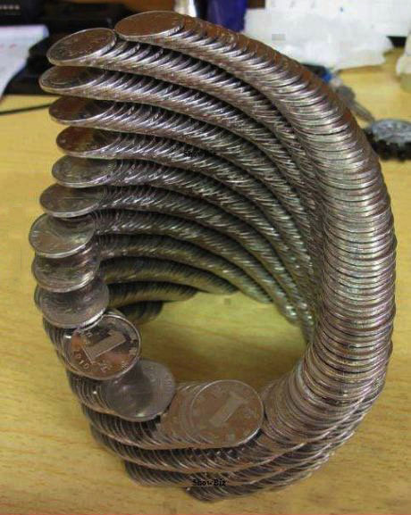 circular cylinder stack of quarters