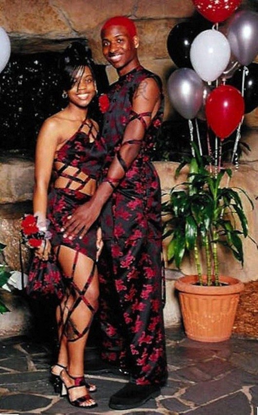 awkward prom photo, poorly dressed in red lace, wtf