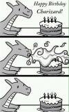 happy birthday charizard!, pokemon charizard can't blow out his candles, comic