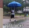 zero fucks, guy walking in rain with parasol, wtf, meme