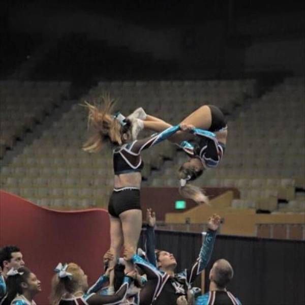 perfectly timed cheerleader kick to the face
