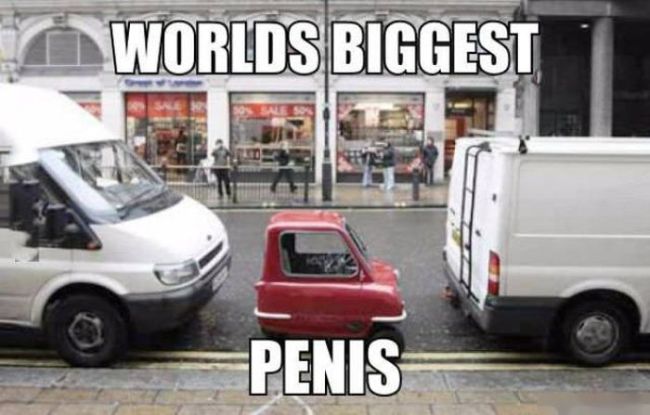 worlds biggest penis, tiny car, meme