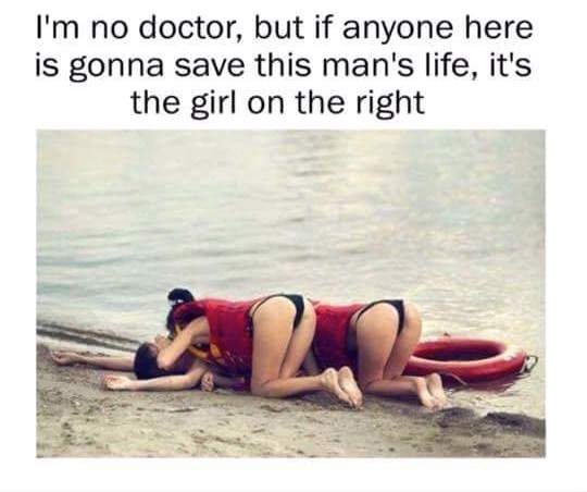 i'm no doctor but if anyone is gonna save this man's life it's the girl on the right