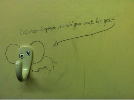 bathroom elephant will hold your coat for you