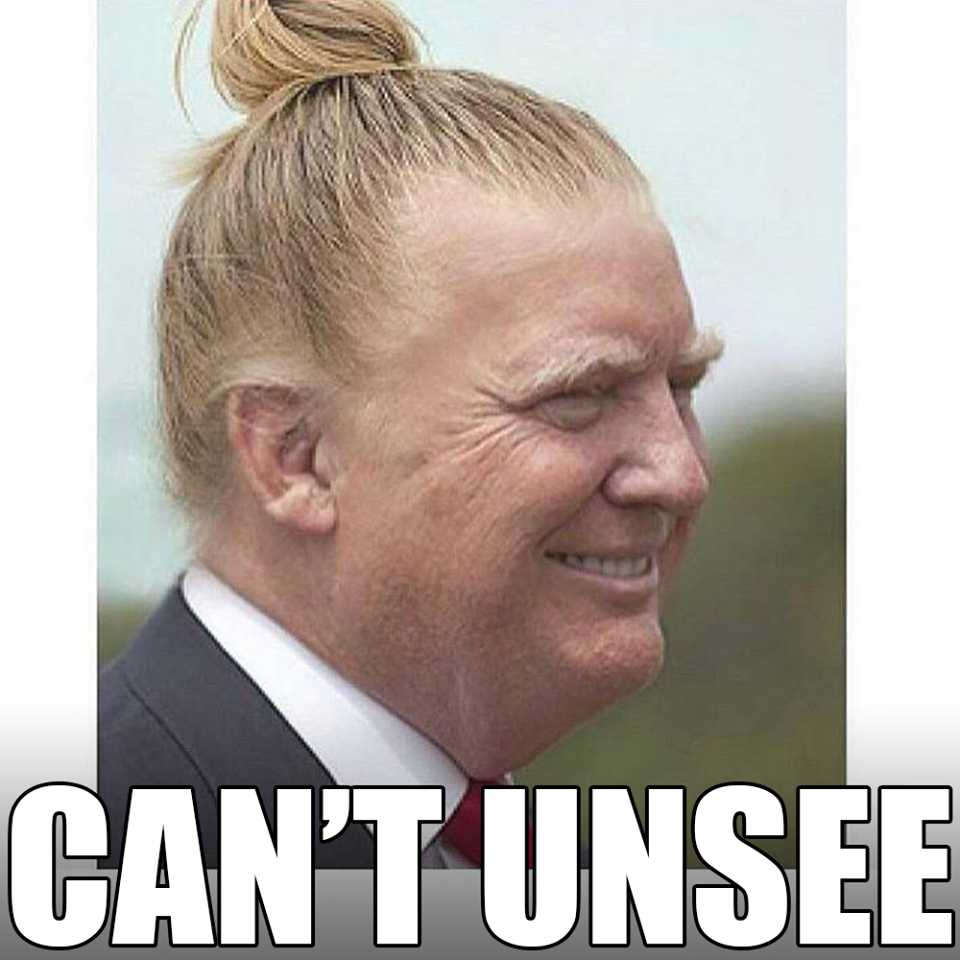 can't unseen donald trump in a pony tail