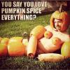you say you love pumpkin spice everything?, creepy guy wearing pumpkin pieces