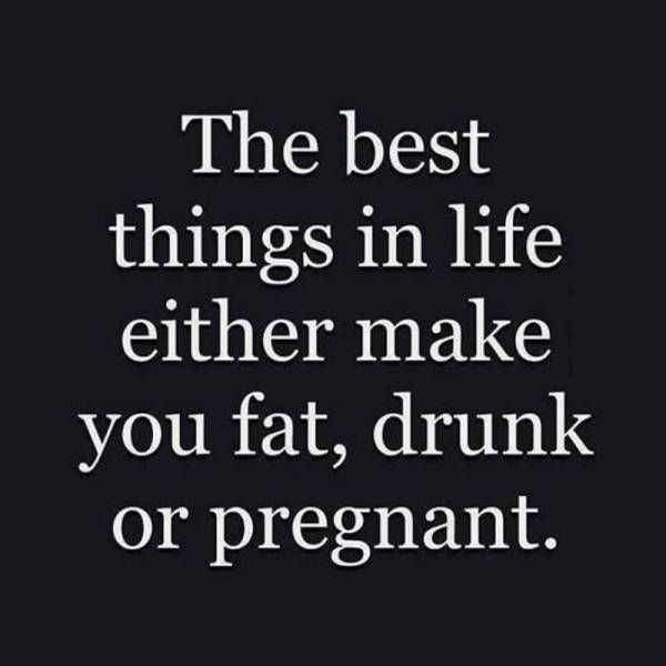 the best things in life either make you fat drunk or pregnant