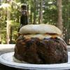 this is what a real hamburger looks like, massive meat and beer