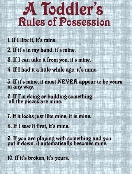 a toddler's rule of possession 