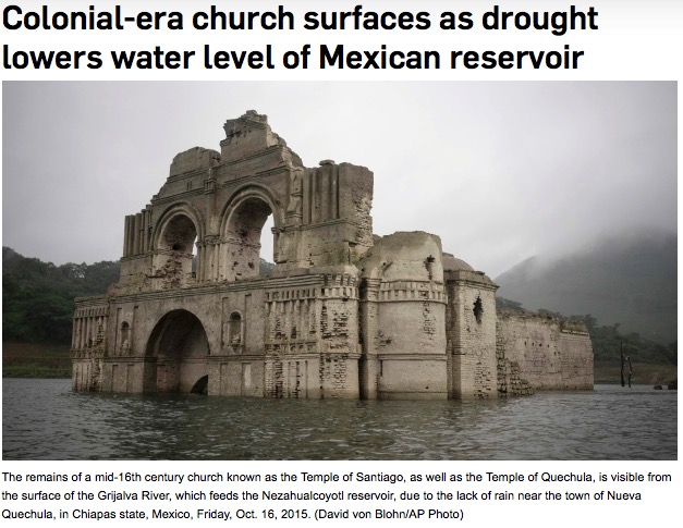 colonial era church surfaces as drought lowers water level of mexican reservoir