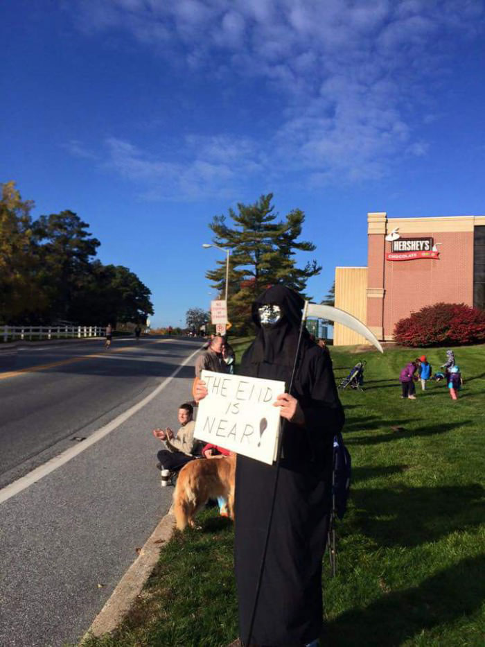 this guy was hanging out near the finish line of the hershey half marathon today