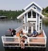 this raft gives new meaning to the term boat house