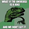 what if the universe is a joke, and we don't get it, philosoraptor, meme