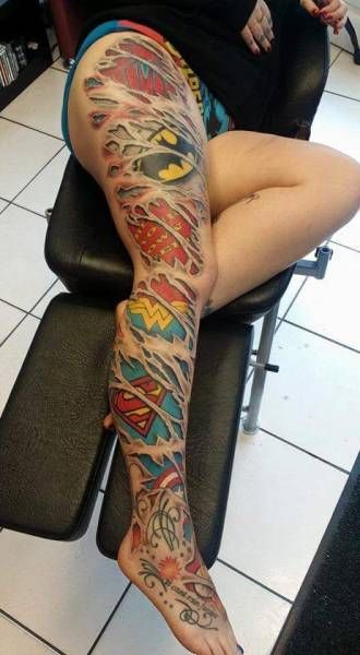 epic full leg tattoo