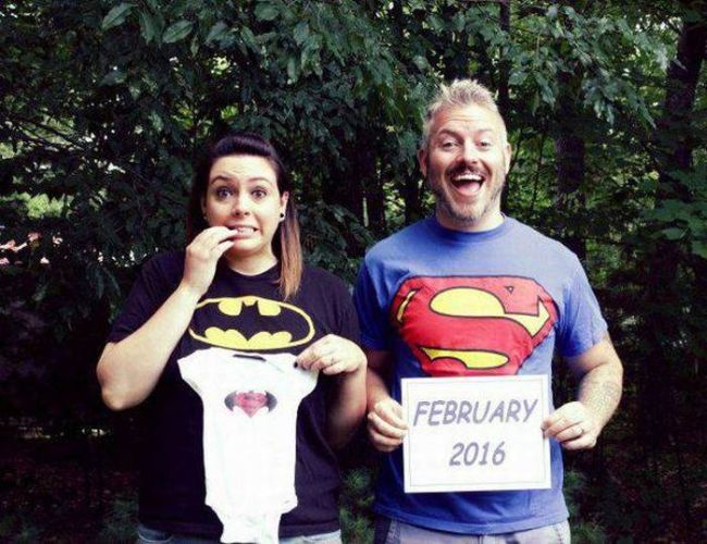 proud parents announcing the ultimate superhero versus, batman versus superman