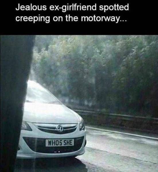 jealous ex-girlfriend spotted creeping on the motorway