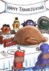 happy thanksgiving from sesame street, big bird as the turkey