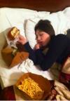 when you fall asleep drunk eating burger and fries