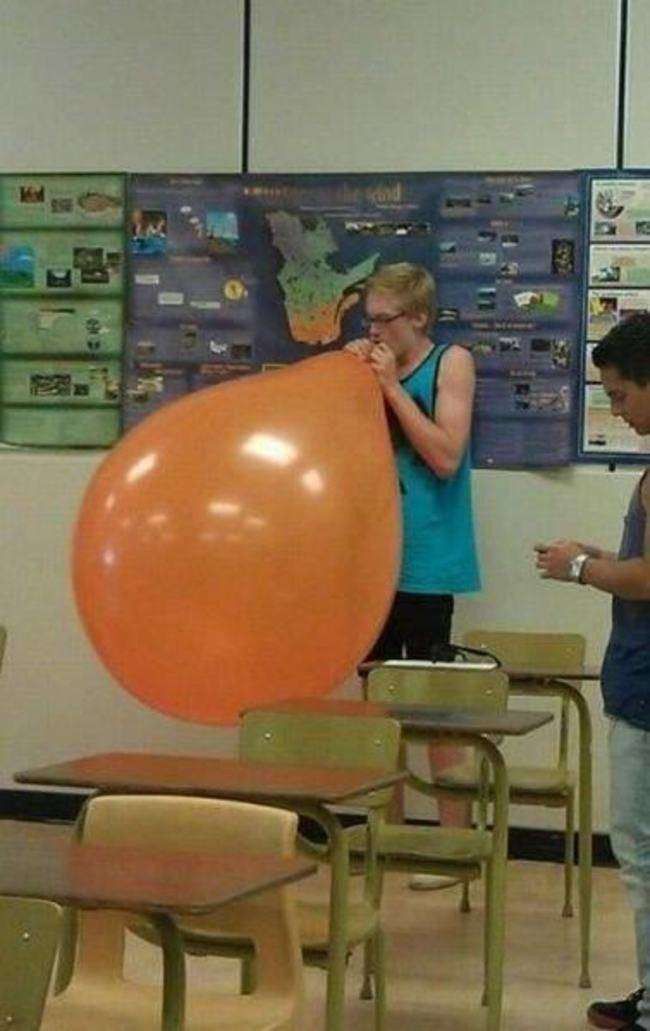 this can not end well, guy blowing up giant balloon