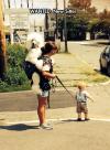 wanted new sitter, dog in baby bjorn and kid on leash, wtf
