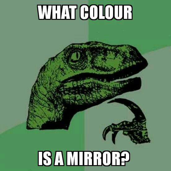 what colour is a mirror, philosoraptor