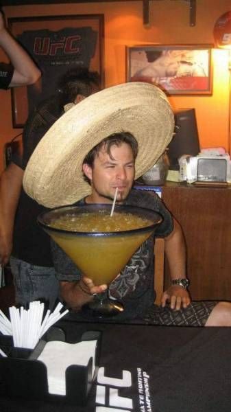 when you're drinking a giant margarita while wearing a sombrero