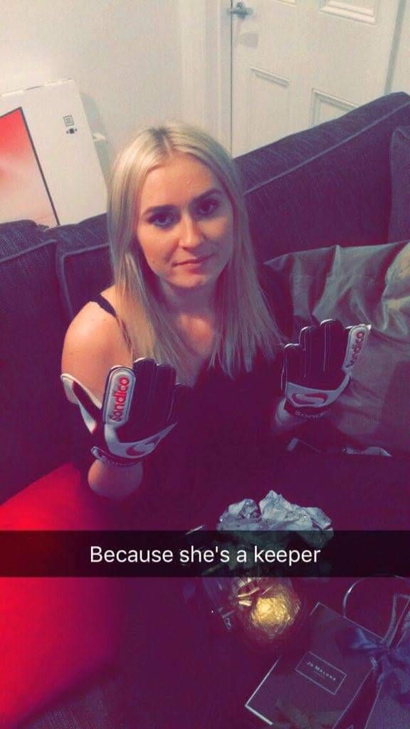 because she's a keeper, girl gets soccer goalie gloves for a gift