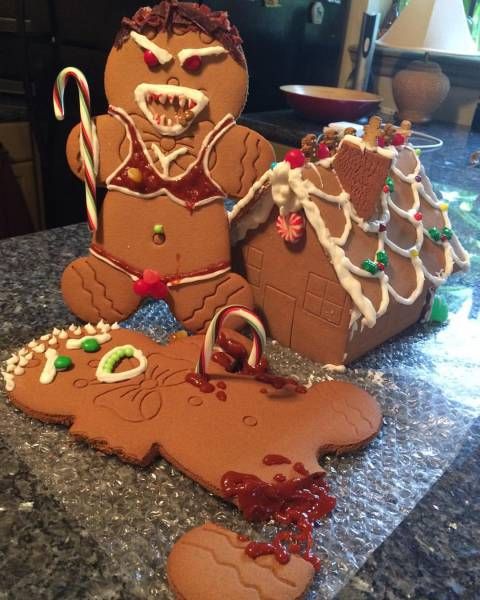 zombie gingerbread men and house