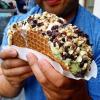 pistachio ice cream waffle taco, food porn