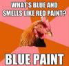 what's blue and smells like red paint, blue paint, anti joke chicken, meme