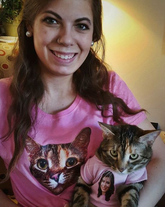 when you are best friends with your cat and have matching tshirts