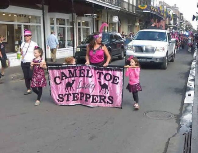 camel toe steppers, awkward name, banner fail
