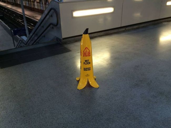 the only appropriate wet floor cone style, banana peel