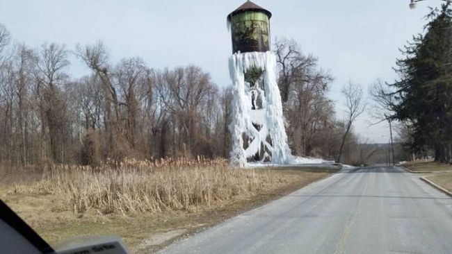 water tower exploded and froze