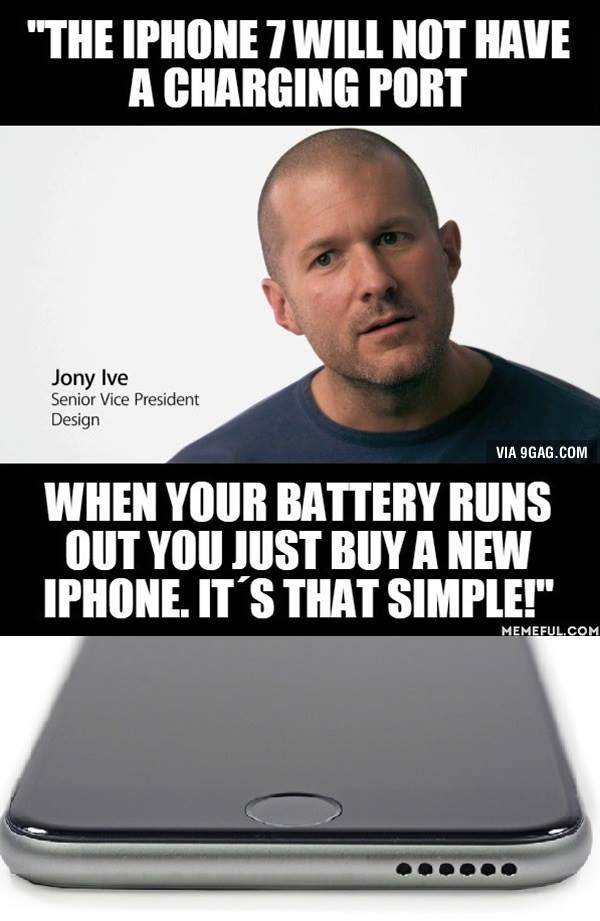 the iphone 7 will not have a charging port, when your battery runs out you just buy a new iphone, it's that simple