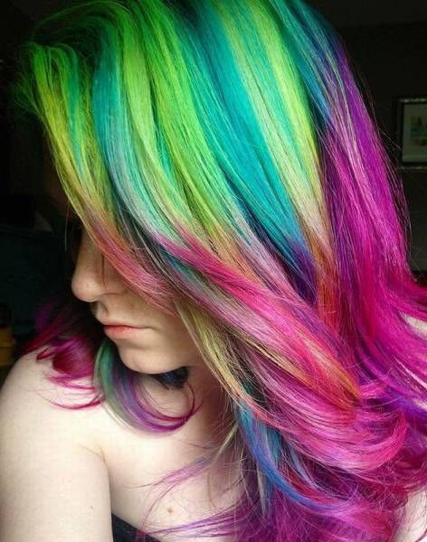 best hair for easter, multicolour streaks and shades