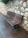 worst bench ever, water streaming onto bench