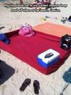 my friend told me to use a fitted sheet to keep sand off when at the beach, life hack