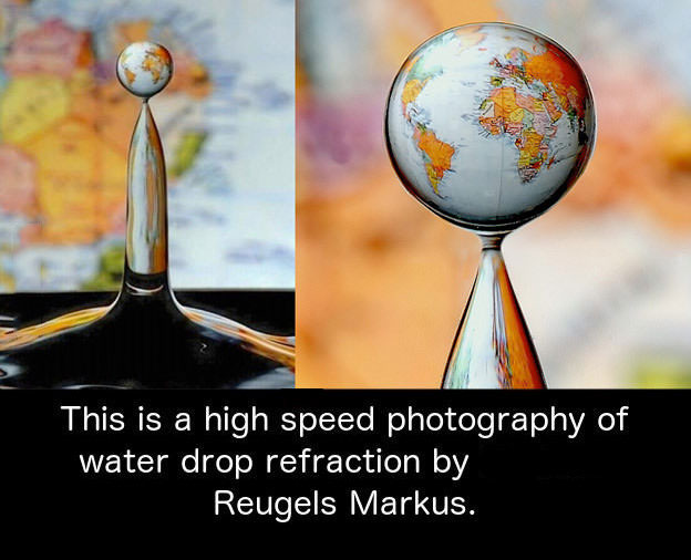 this is a high speed photography of water drop refraction by reugels markus