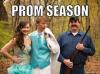prom season, girl and boy next to dad with shotgun, meme