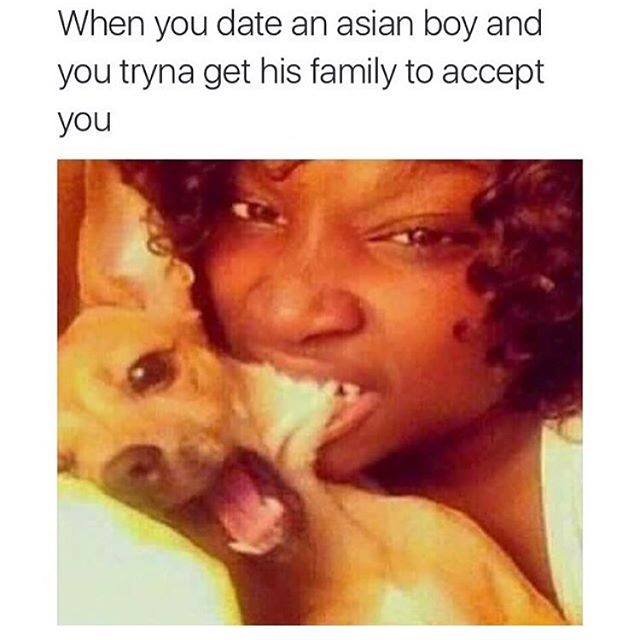 when you date an asian boy and you trine get his family to accept you, black girl eating dog neck