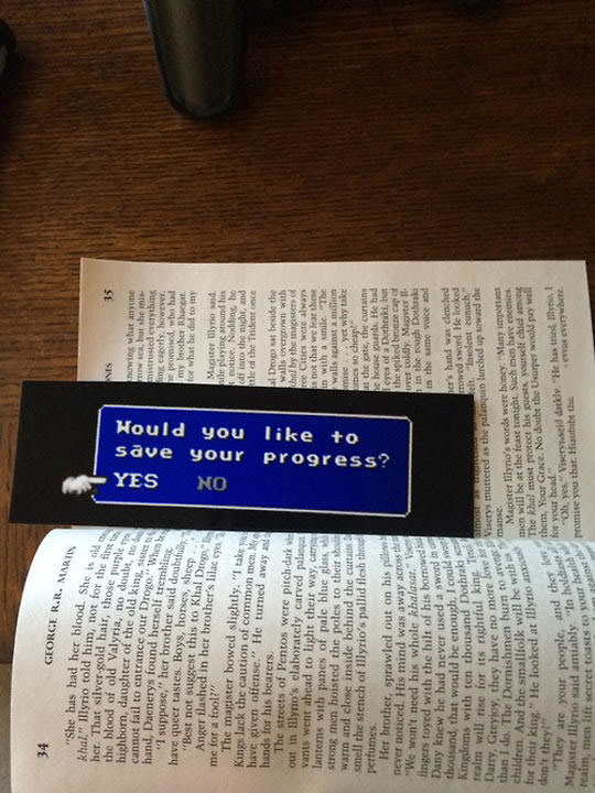 would you like to save your progress?, book mark
