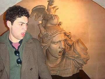 that disgusted look you make when you're stone faced, statue art